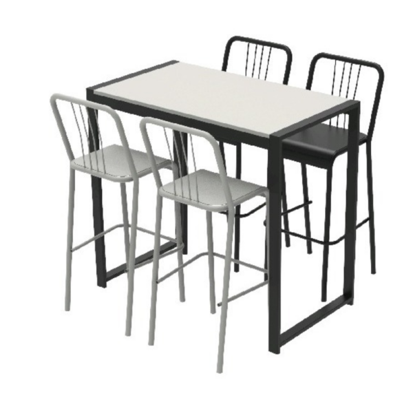 4 BANQUETAS PARIS + BARRA LENA CHAPA