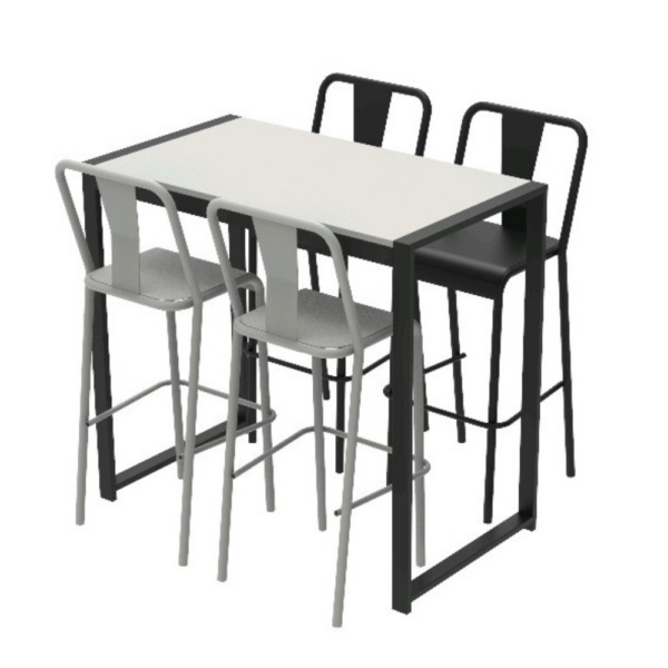 4 BANQUETAS ROMA + BARRA LENA CHAPA