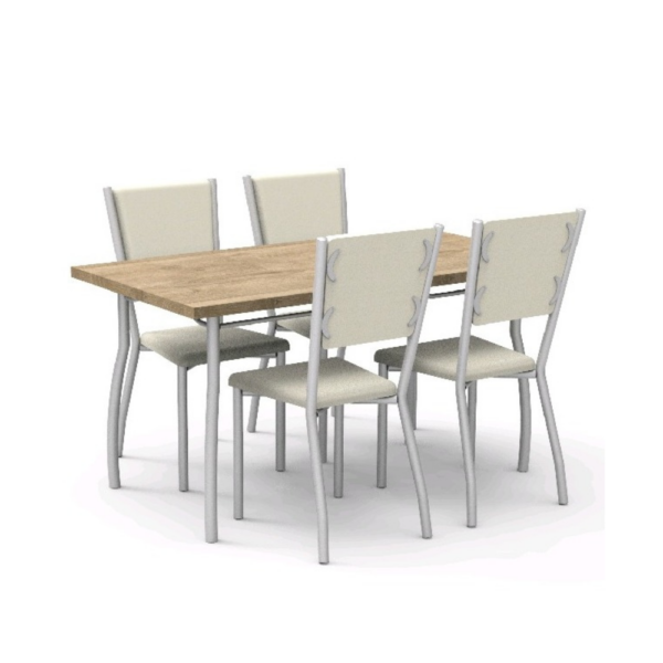 4 SILLAS REAL TAPIZADAS + 1 MESA NEON 1,5