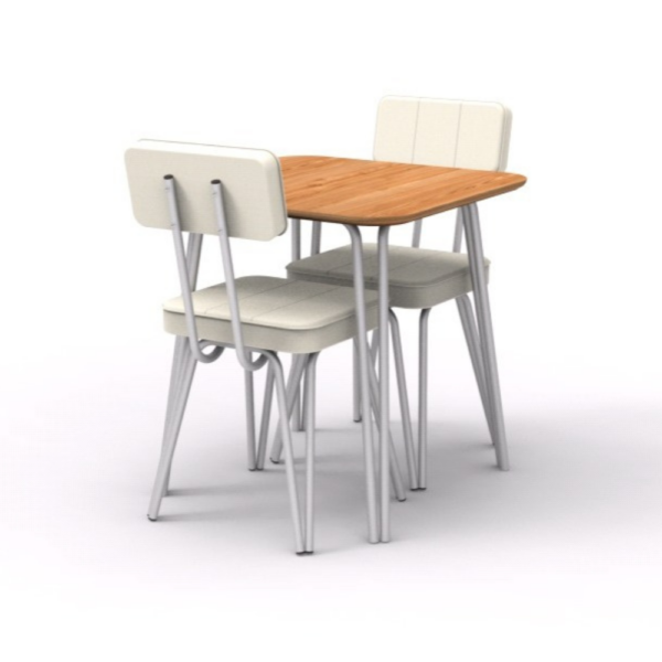 2 SILLAS VINTAGE + MESA BAR VINTAGE TAPA PARAISO (70 X 70)