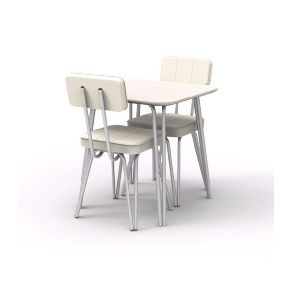 2 SILLAS VINTAGE + MESA BAR VINTAGE TAPA BLANCA (70 X 70)